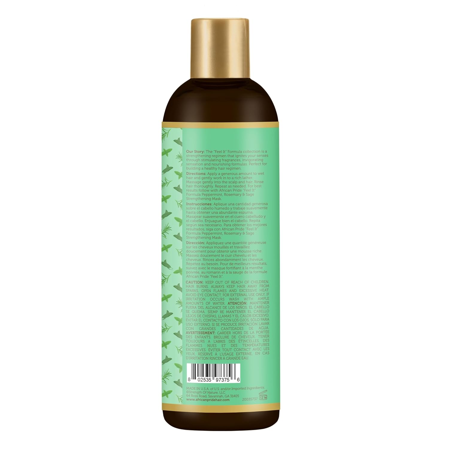 AFRICAN PRIDE Peppermint, Rosemary & Sage Strengthening Shampoo (12oz) African Pride