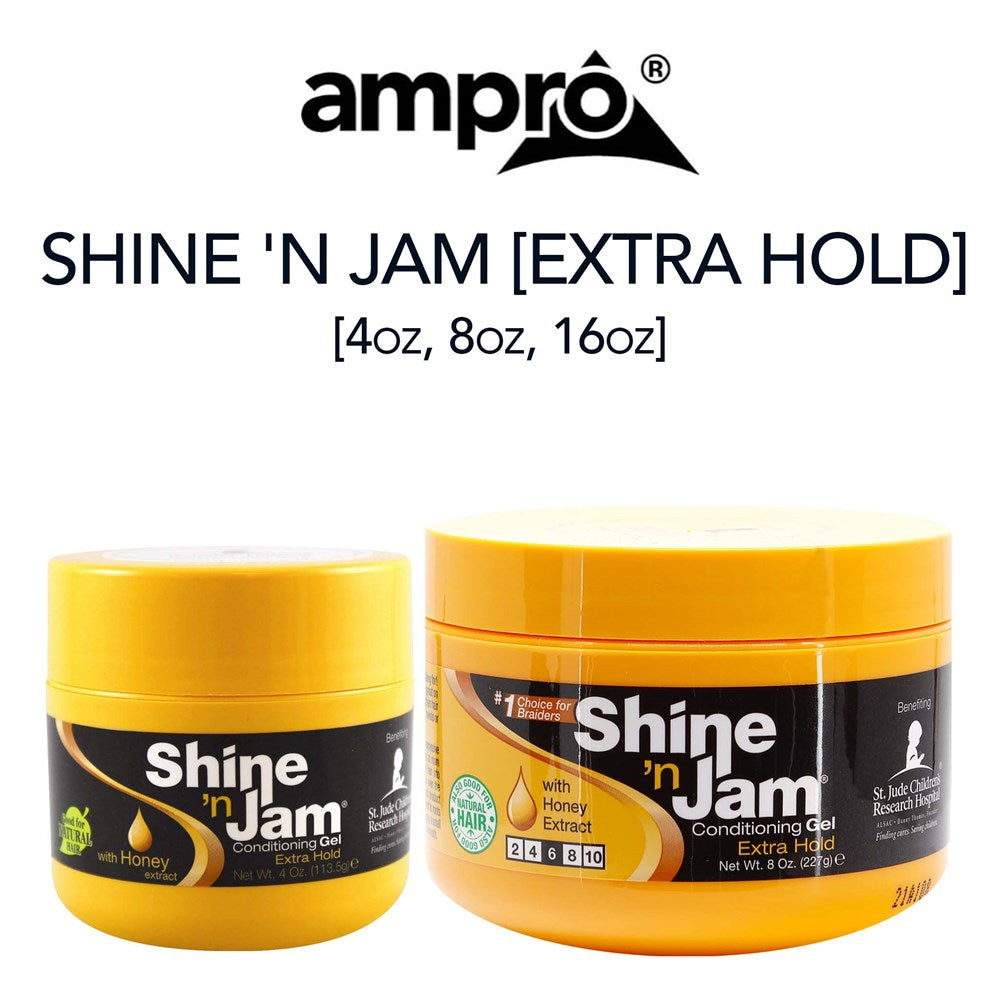 Ampro Shine'n Jam Conditioning Gel Extra Hold 16 Oz Shine N Jam