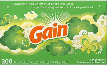 Gain Fabric Softener Dryer Sheets, Original Scent, 200 Count MK Smith's Shop