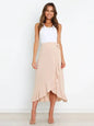 One Piece Tie Long Skirt Irregular Cover Hip Solid Color Skirt MK Smith's Shop