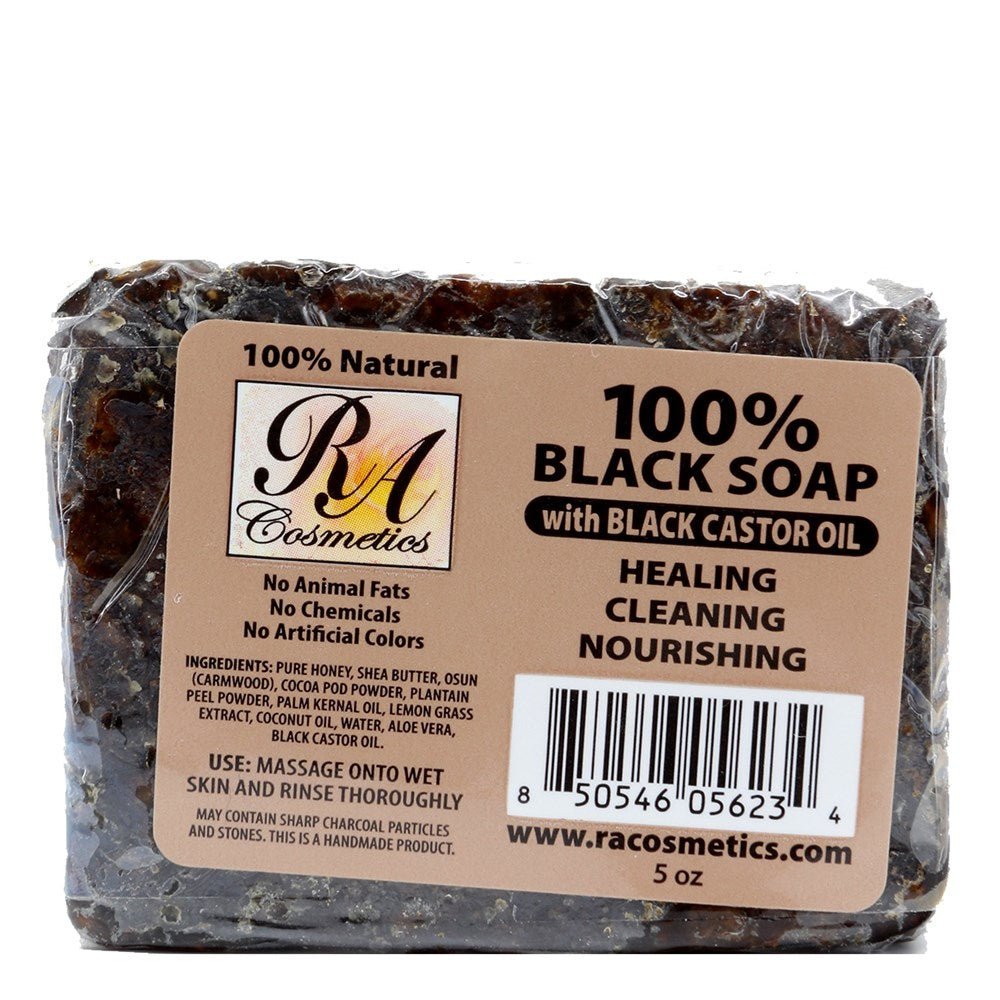 RA COSMETICS 100% Black Soap with Black Castor Oil (5oz) RA Cosmetics