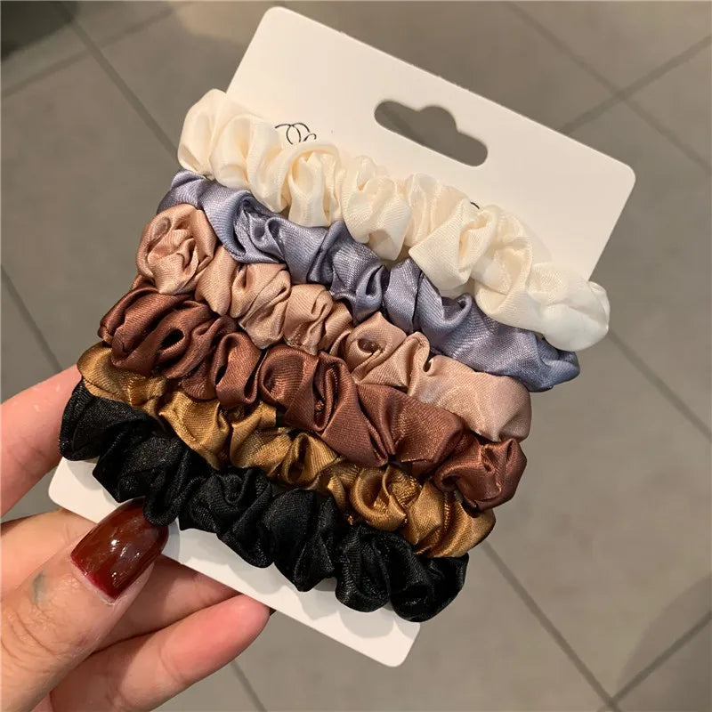 6Pcs Silk Hair Scrunchies