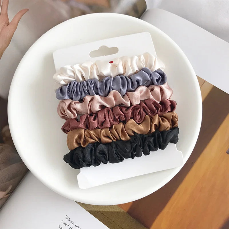 6Pcs Silk Hair Scrunchies