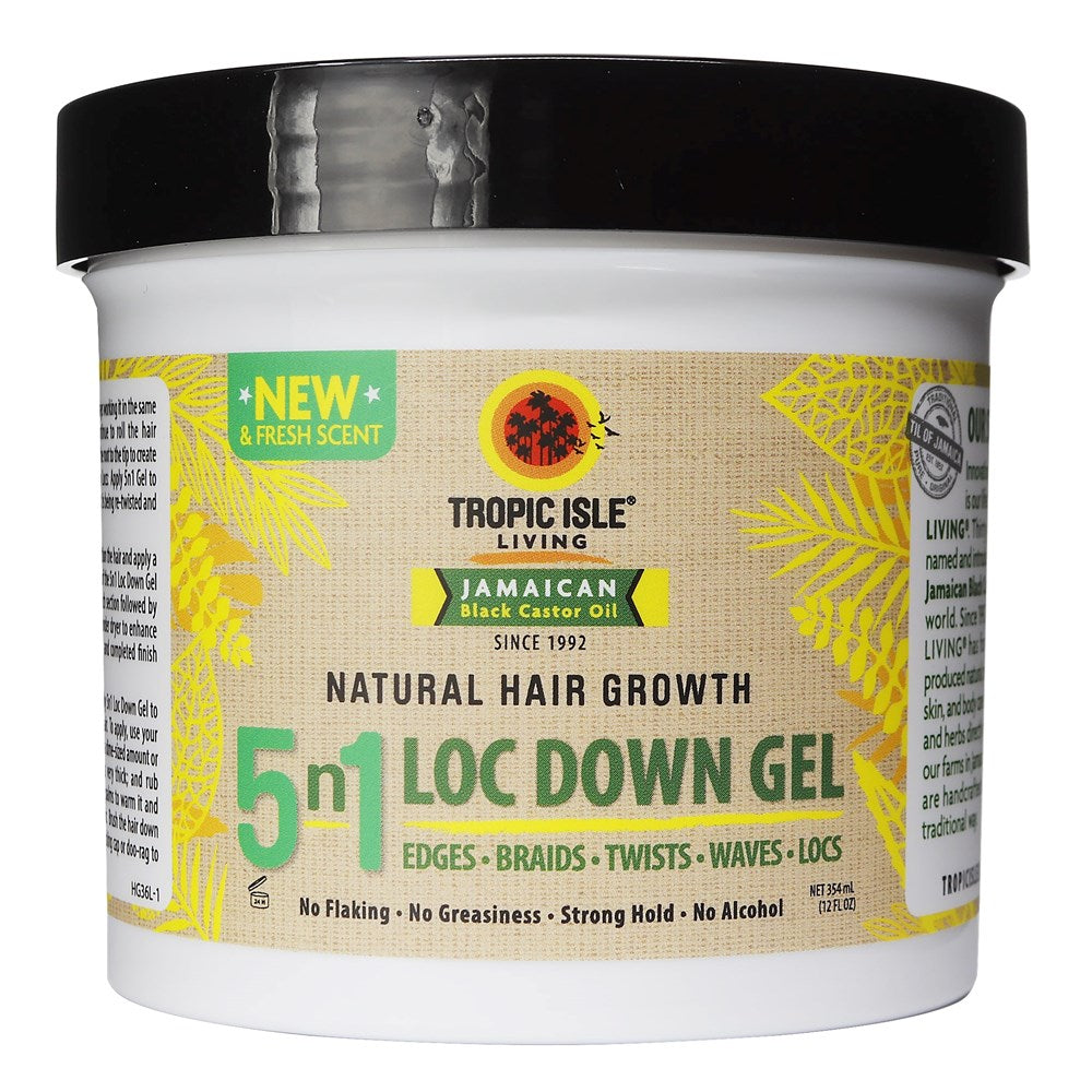 TROPIC ISLE LIVING Jamaican Black Castor Hair Growth 5n1 Loc Down Gel (12oz) TROPIC ISLE LIVING