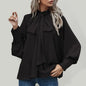 Women's Solid Color Puff Sleeve Bow Tie Blouse MK Smith's Shop