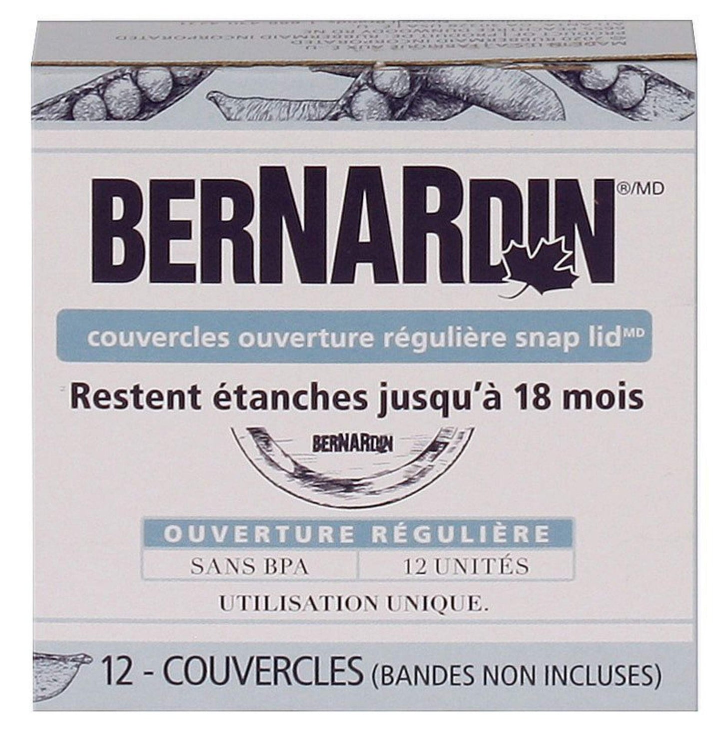 Bernardin Regular Mouth Replacement Snap Lids for Mason Jars, 12-pk