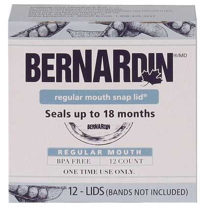 Bernardin Regular Mouth Replacement Snap Lids for Mason Jars, 12-pk